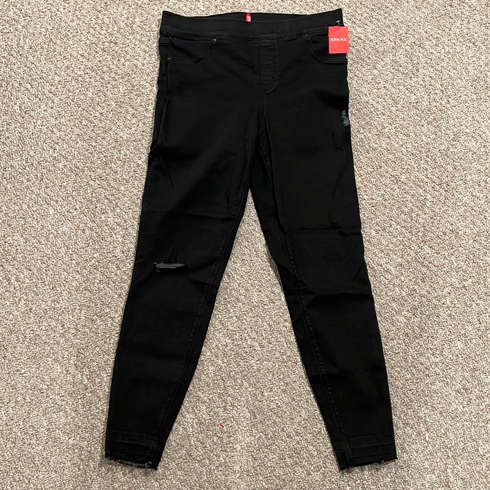 SPANX distressed denim legging, vintage black, size XL NWT!